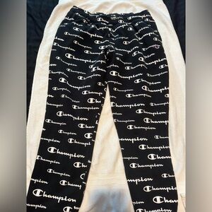 Champion men’s Black and White Logo Sweatpants
